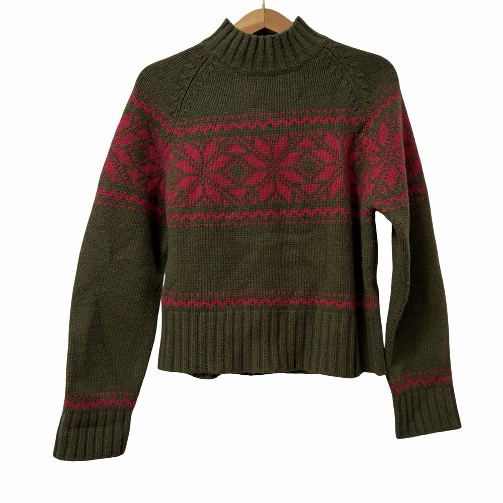 Frost Womens Lambs Wool Fair Isle Chunky Knit Mock Neck Sweater Size XL Nordic